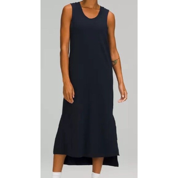 NWOT Lululemon All Yours Pima Cotton, Black Tank Midi Dress. Athleisure Size 8 - Picture 4 of 7